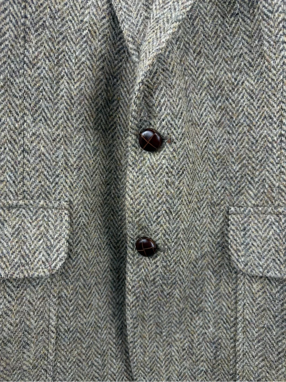 Vintage Harris Tweed Blazer Mens 42 Brown Herringbone Wool Sport Coat USA